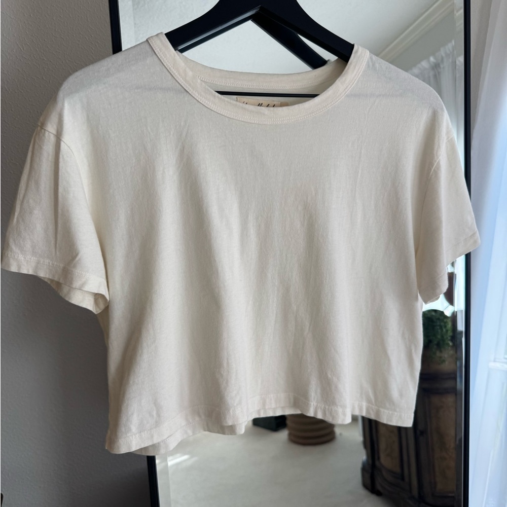 Unpublished Cotton Cropped Oversized Tee White XS/S Made in USA